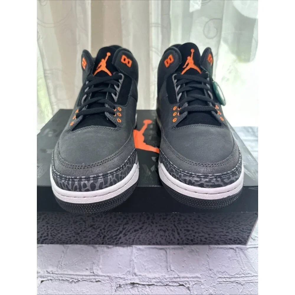 Nike Air Jordan Retro 3 Shoes Fear Pack Grey Orange OG CT8532-080 Mens Size 11